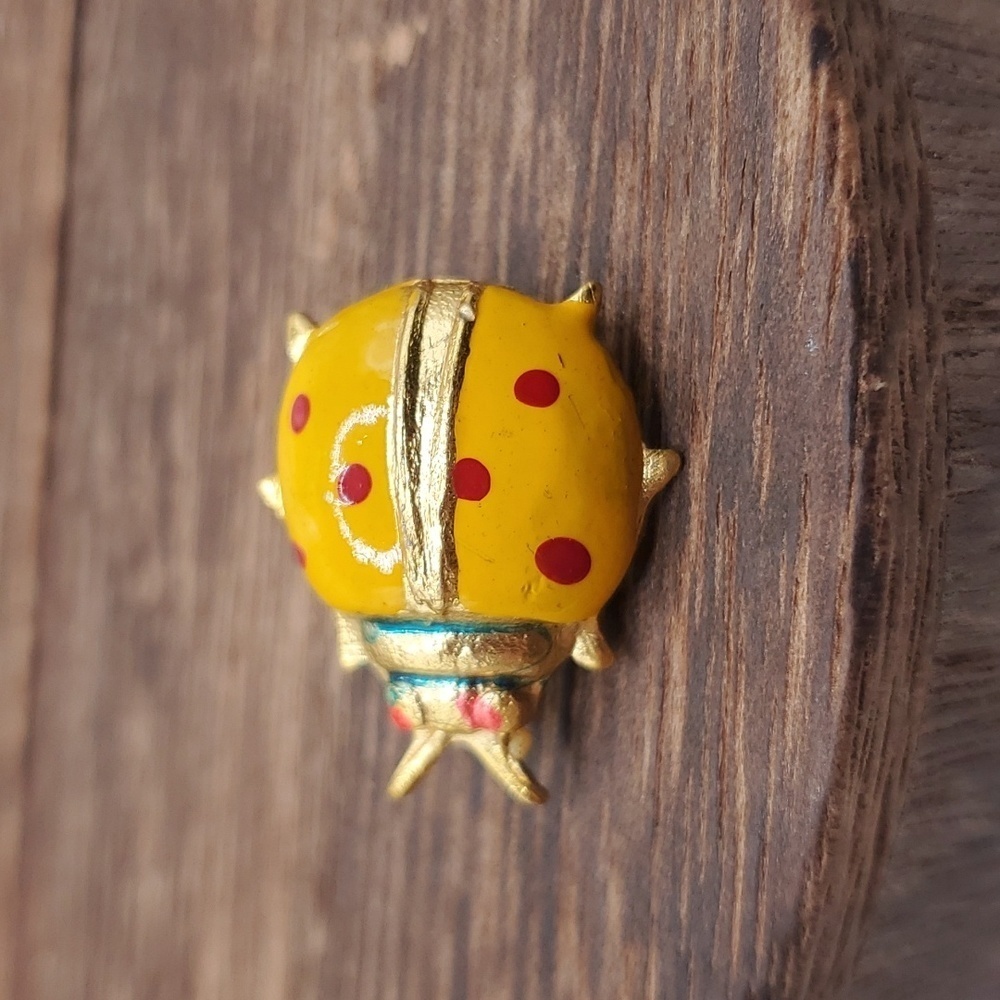 10k B677 little ladybug retro glamor‎ brooch polka dot